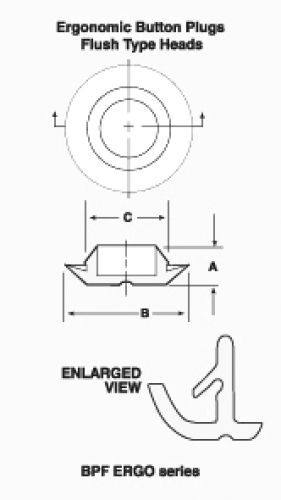 Line Diagram - Ergonomic Button Plugs with Flush-Type Heads